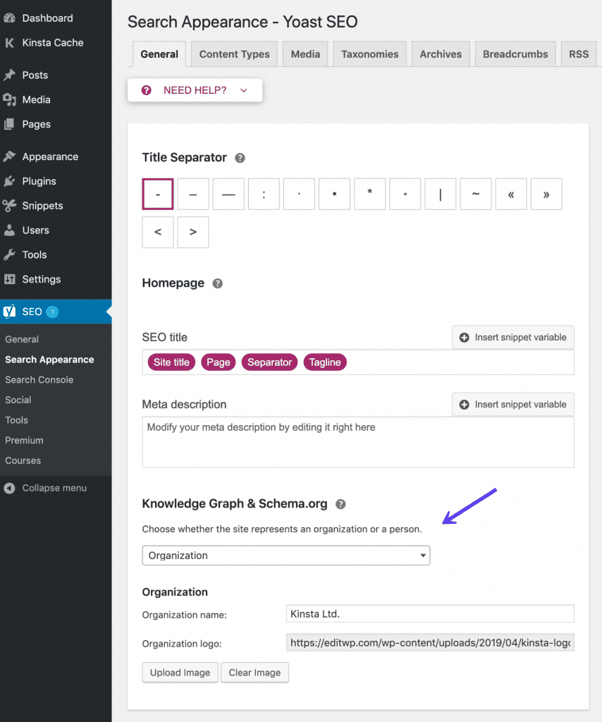 yoast seo knowledge graph schema